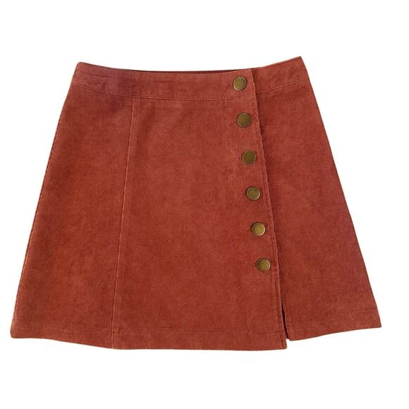 Entro Corduroy A Line Button Up Y2K Mini Skirt SZ Small Academia Back to School - Picture 1 of 12